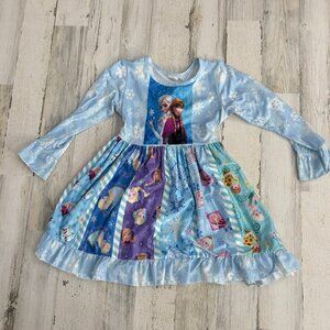 FROZEN Little Girls Size 7/8 Flowy Soft Dress Long Sleeve Tie Waist Cotton/Spdx